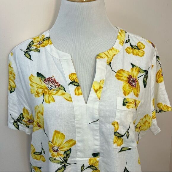 Van Heusen Floral Linen Popover Shirt M - Picture 3 of 7